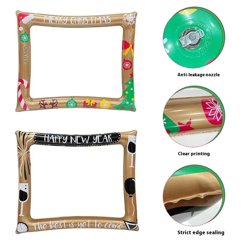 Christmas inflatable photo frame PVC material seasonal decoration for photography and interactive toys