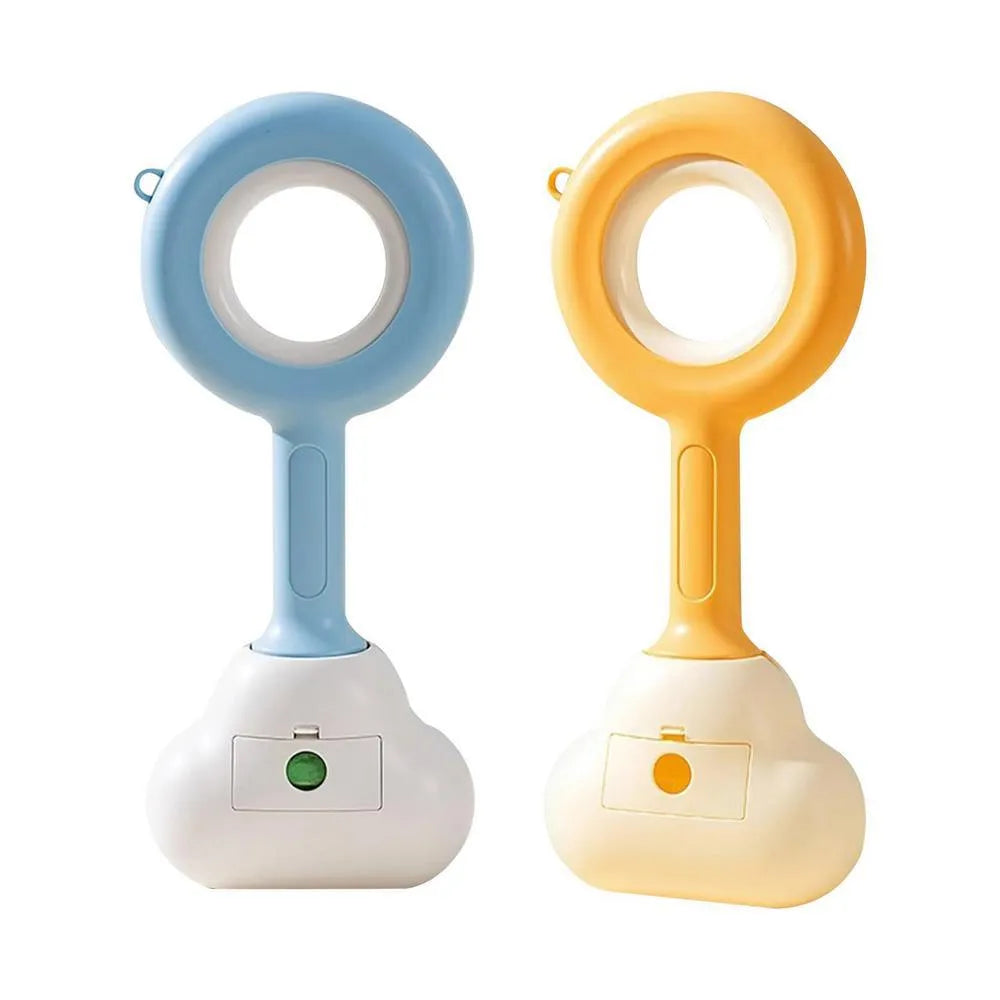 White blue dog pooper scooper with cloud-shaped jaws for outdoor waste cleanup