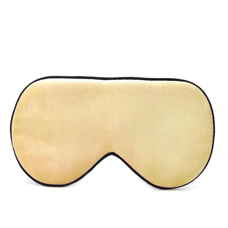Double-sided mulberry silk sleep eye mask with embroidered printed pattern in various colours.