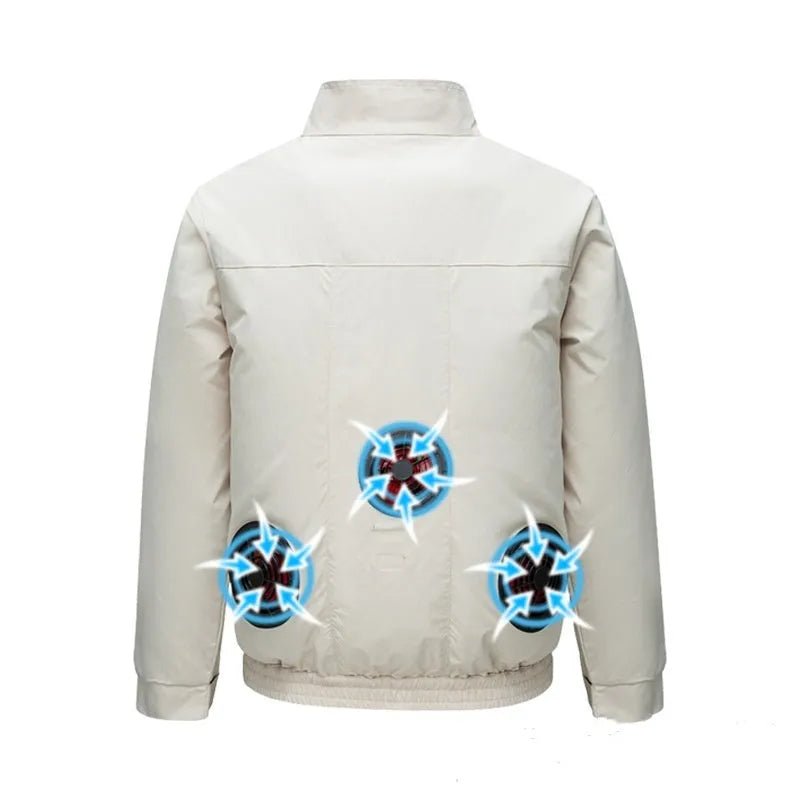 Men's black cooling jacket with ventilation holes for outdoor work summer wear