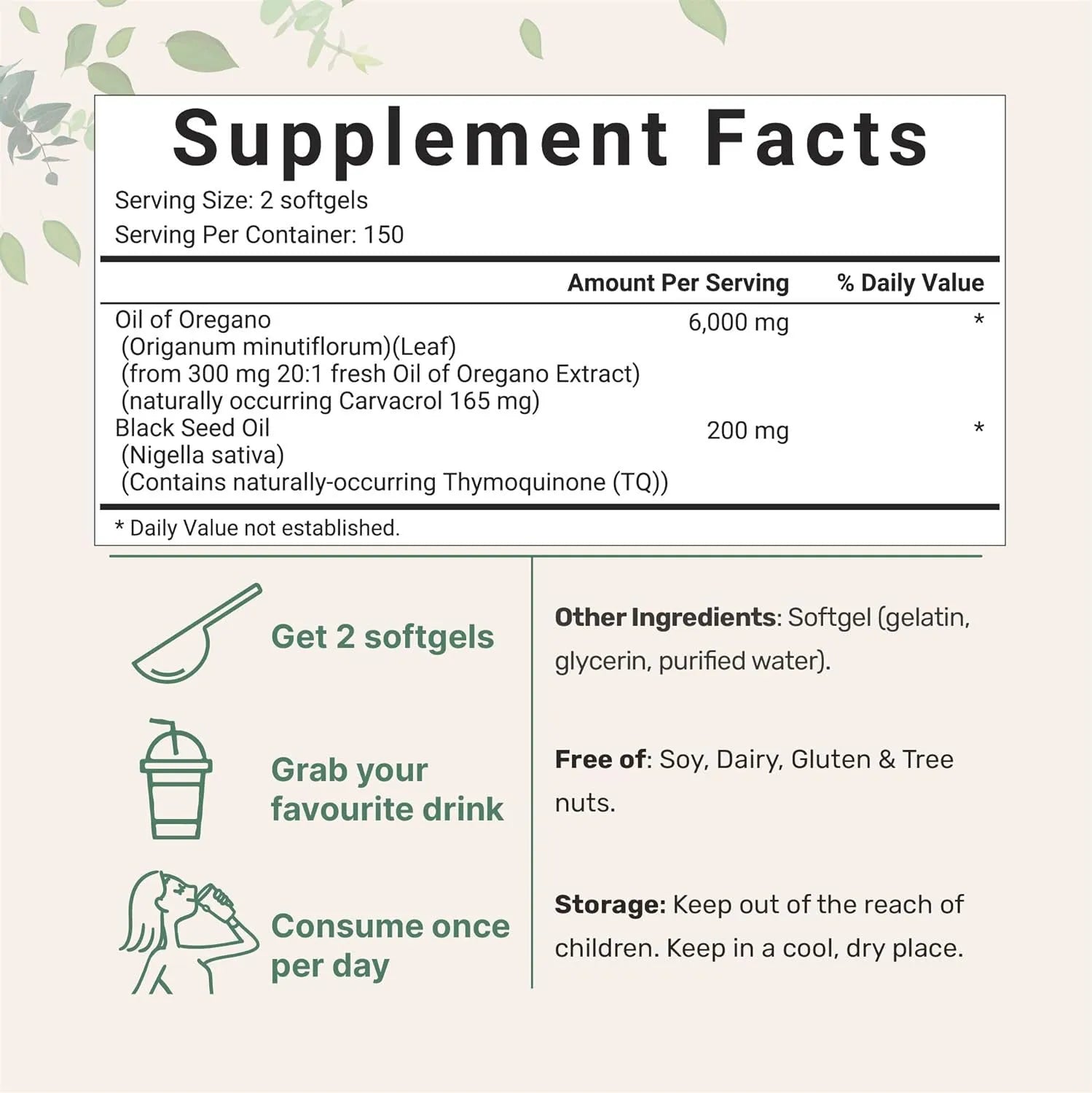 Butter Black Seed Oil Soft Capsules bottle showing 180 or 300 count softgel tablets.