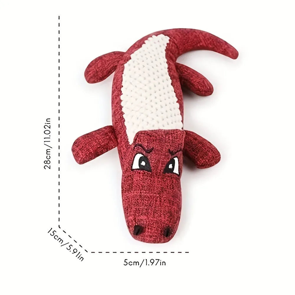 Corn grid textured plush pet toy in blue, green and red colours with biting sound feature