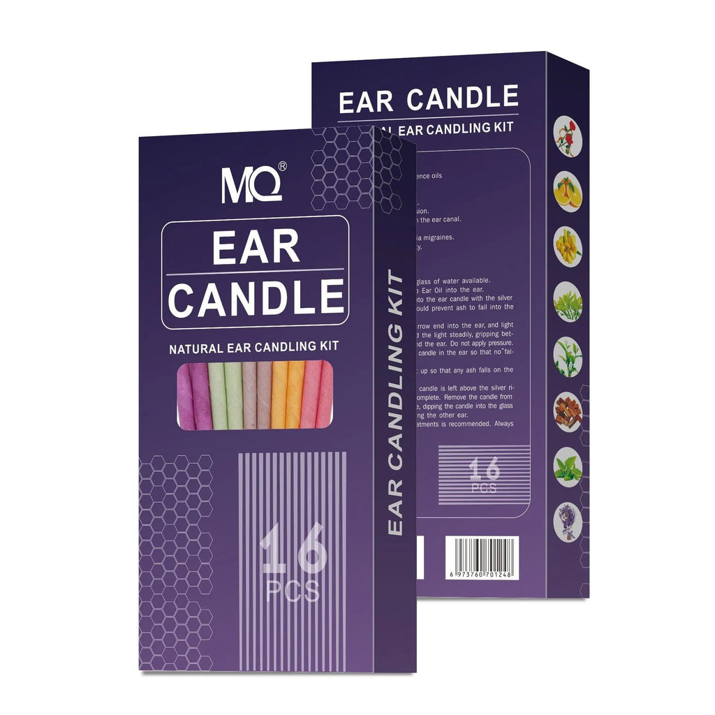 Ear candles health massage set with 16 cotton cloth candles, 8 protection boards, and 16 cotton swabs