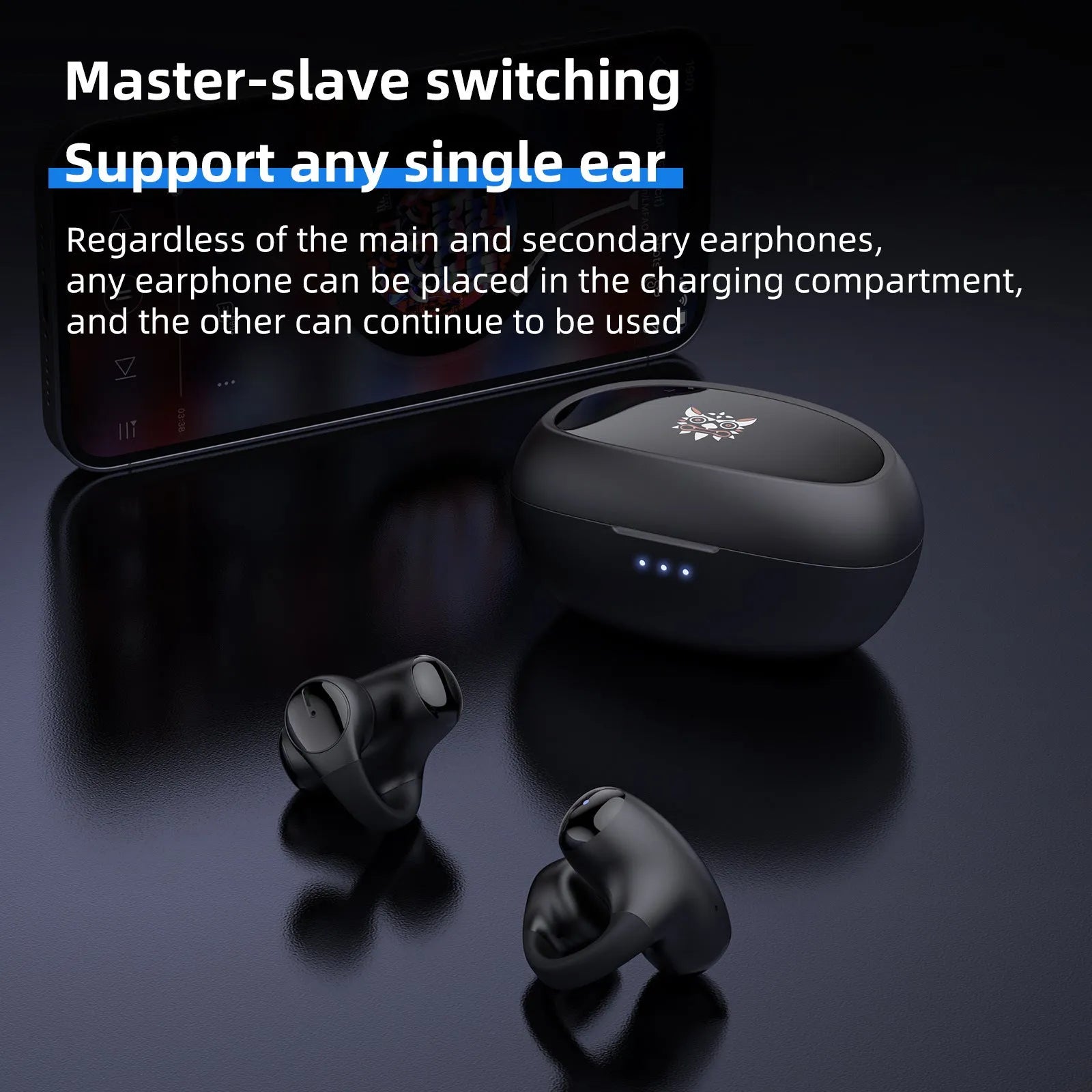 T306 Bluetooth wireless sports headset with ear hook design in black or white colour