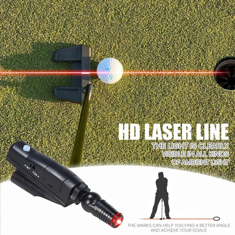 Black golf laser aiming instrument with push rod laser sight for putting alignment practice