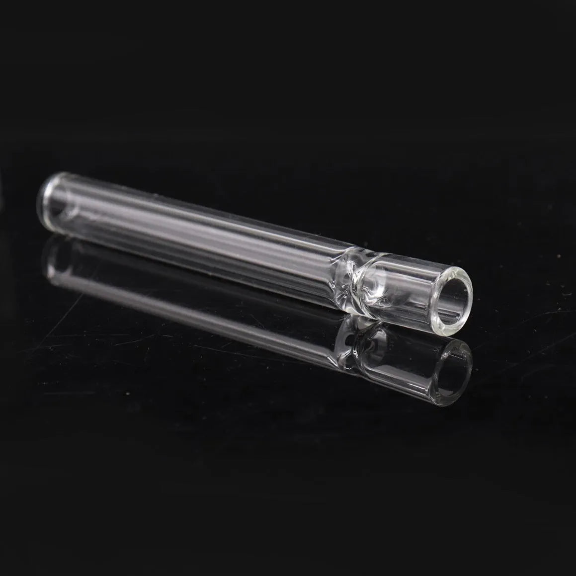 Clear glass telescopic straight smoke pipe with a suction nozzle