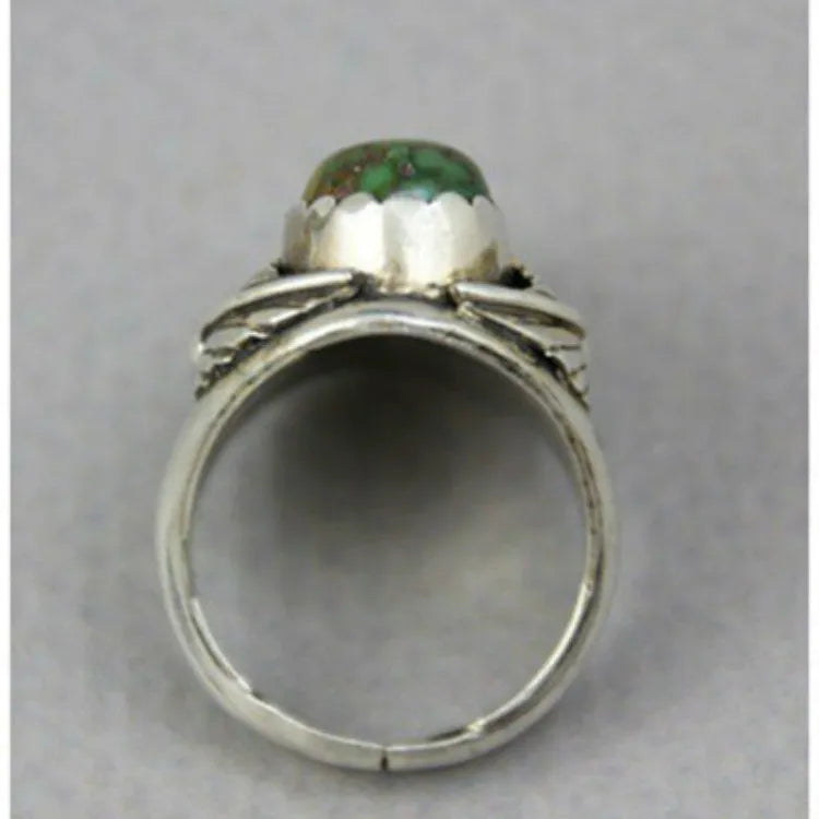 Turquoise geometric women's ring with electroplated finish on alloy material