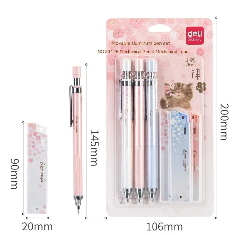 Cartoon automatic pencil set with 0.5mm lead and Sakura style mixed colour design
