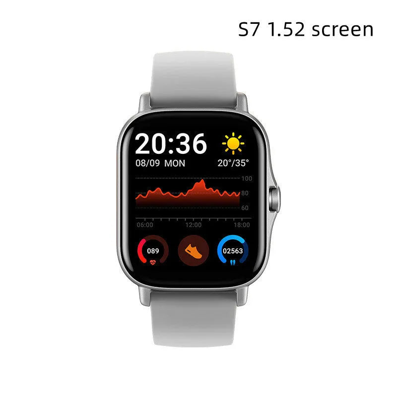 GT20 smart watch with alloy case and silicone band showing heart rate monitoring display