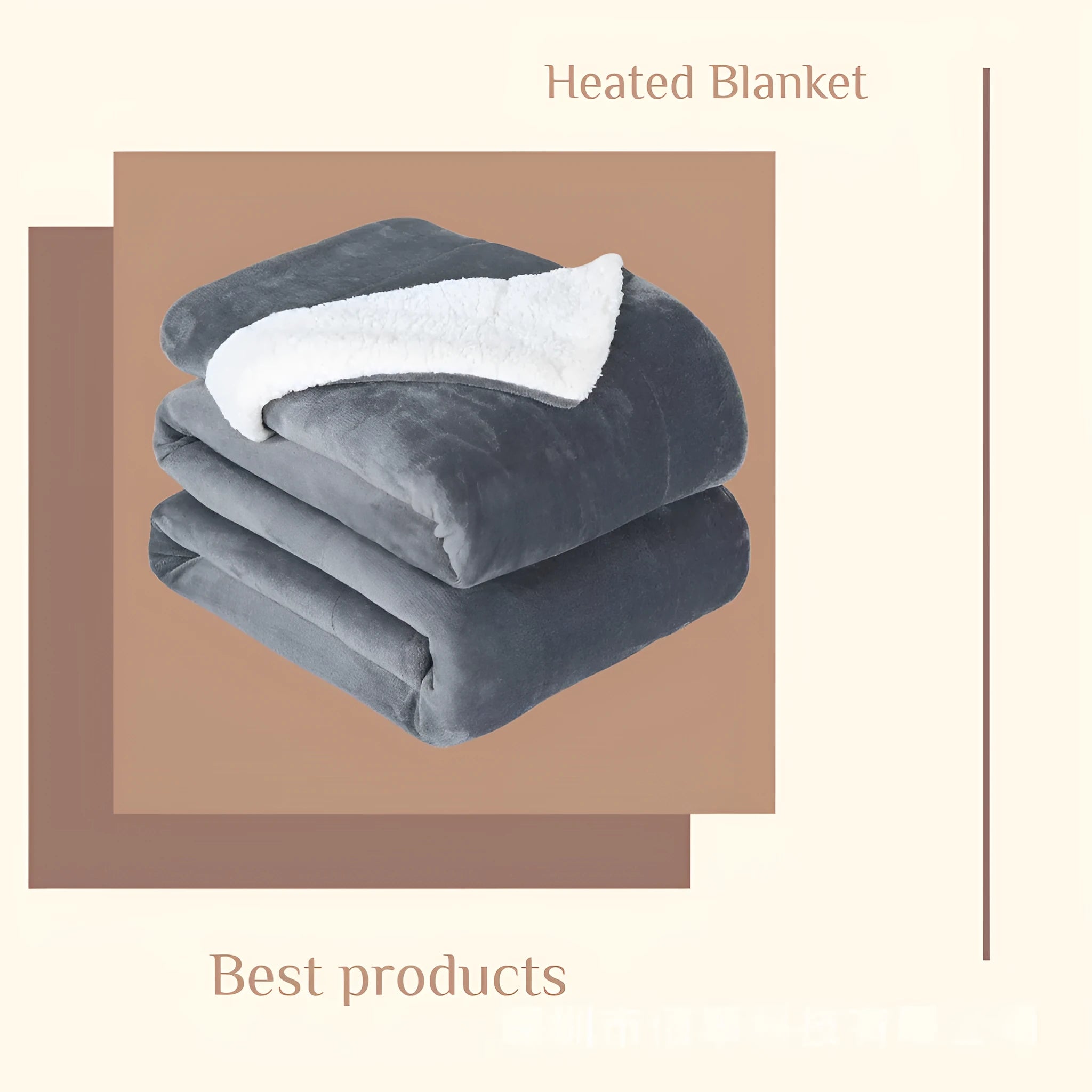 USB electric heating blanket with grey and white flannel fabric showing temperature controls