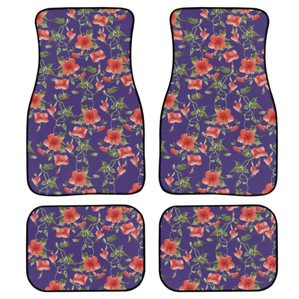 Printed rubber car foot mat set with 20mm thickness and waterproof lining shown in black