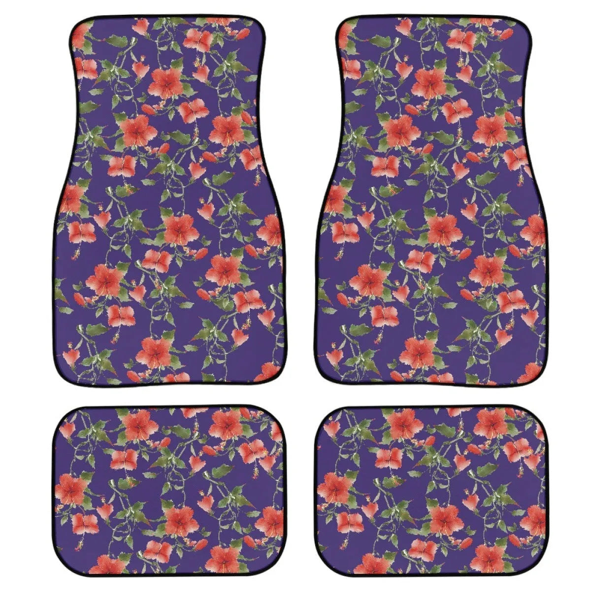 Printed rubber car foot mat set with 20mm thickness and waterproof lining shown in black