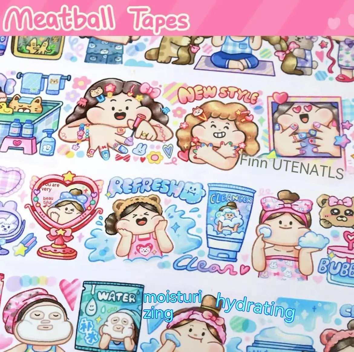 Cartoon character stickers on Japanese paper for haemorrhoid tape packaging decoration