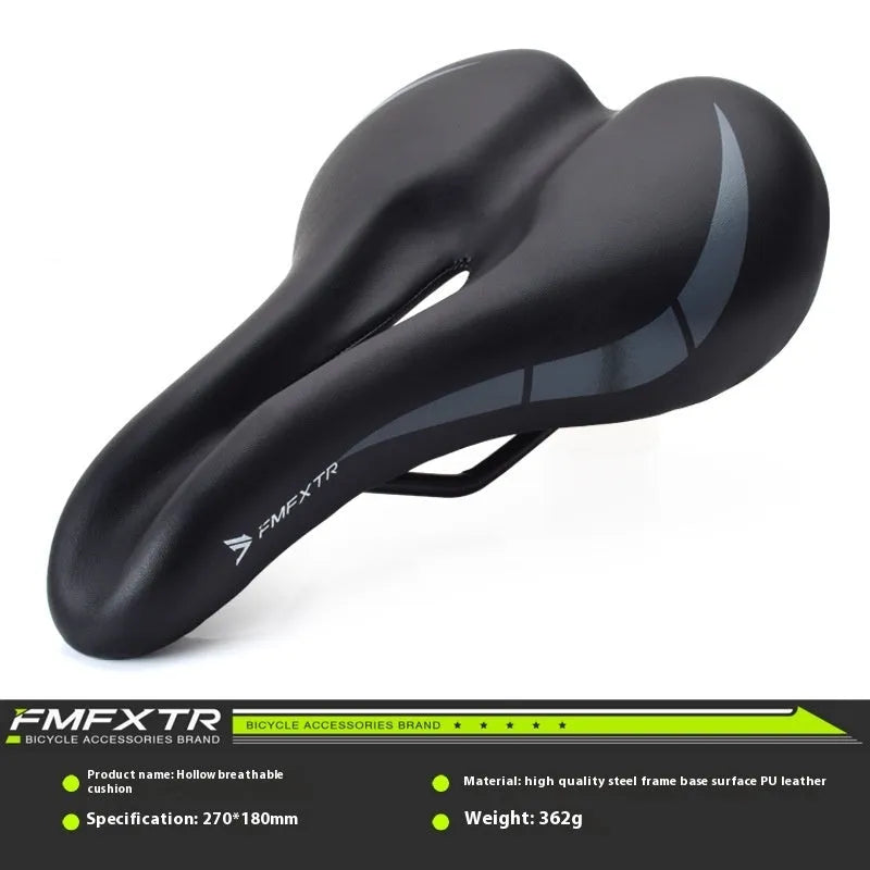 Bicycle seat cushion with hollow design, PU leather foam construction, dimensions 270mm x 180mm