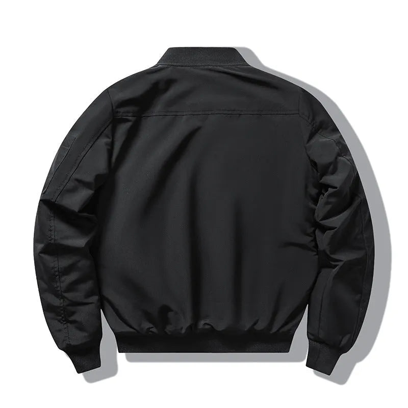 Men's retro Harley motorcycle cotton-padded coat with stand collar and embroidery in solid colour