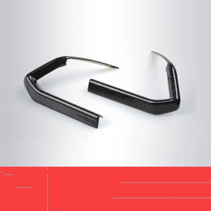 Pair of black ABS plastic steering wheel trim decals for car interior upgrade