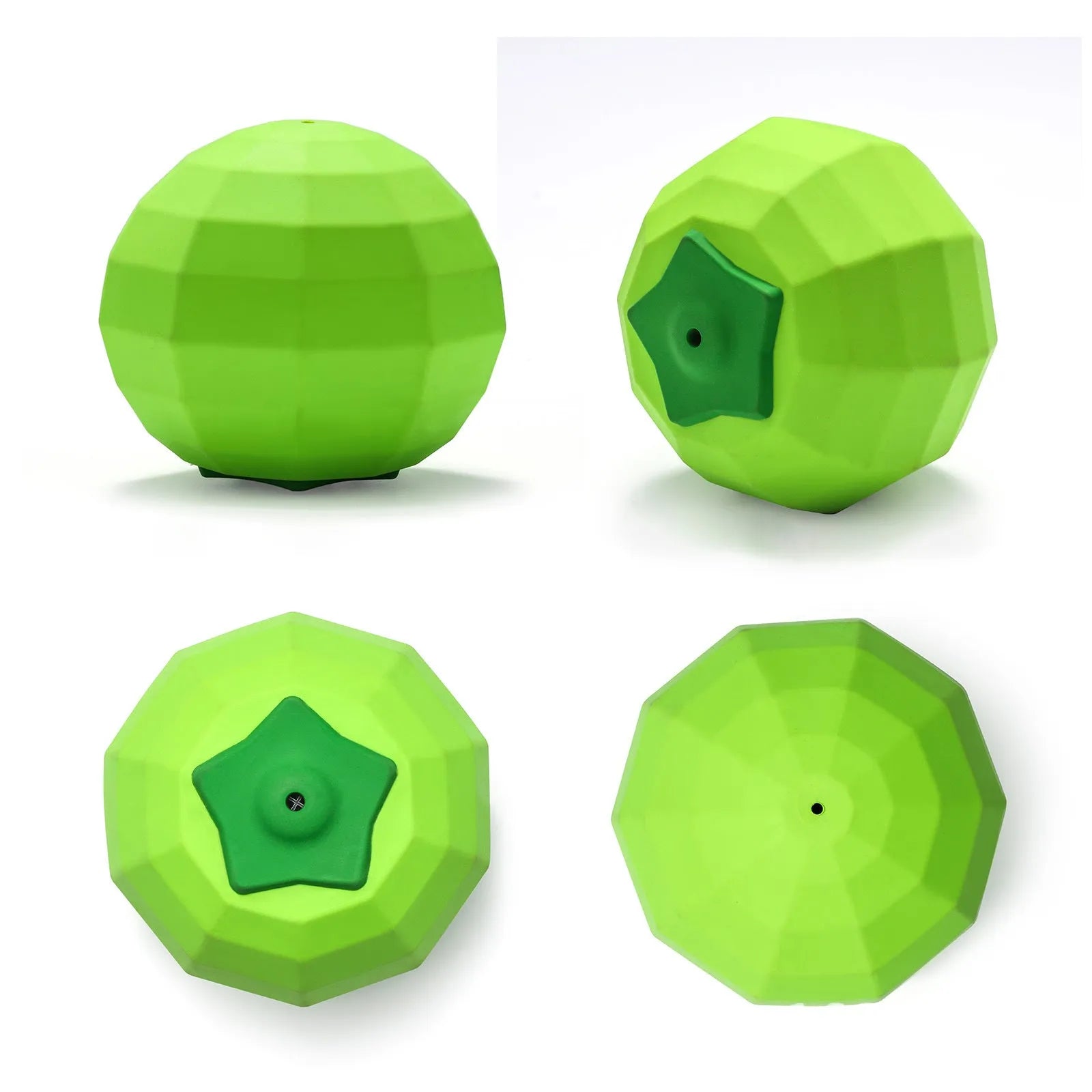 Green natural rubber squeaky dog chew ball for large breed aggressive chewers