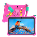 Sapphire blue silicone protective case for a 7-inch children's tablet, showing the integrated flat strap.