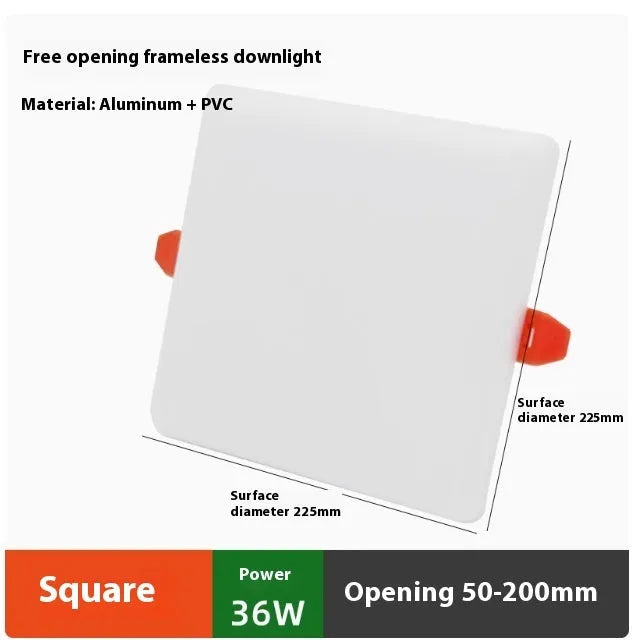 Ultra-thin aluminium LED panel ceiling light showing circle and square shape options