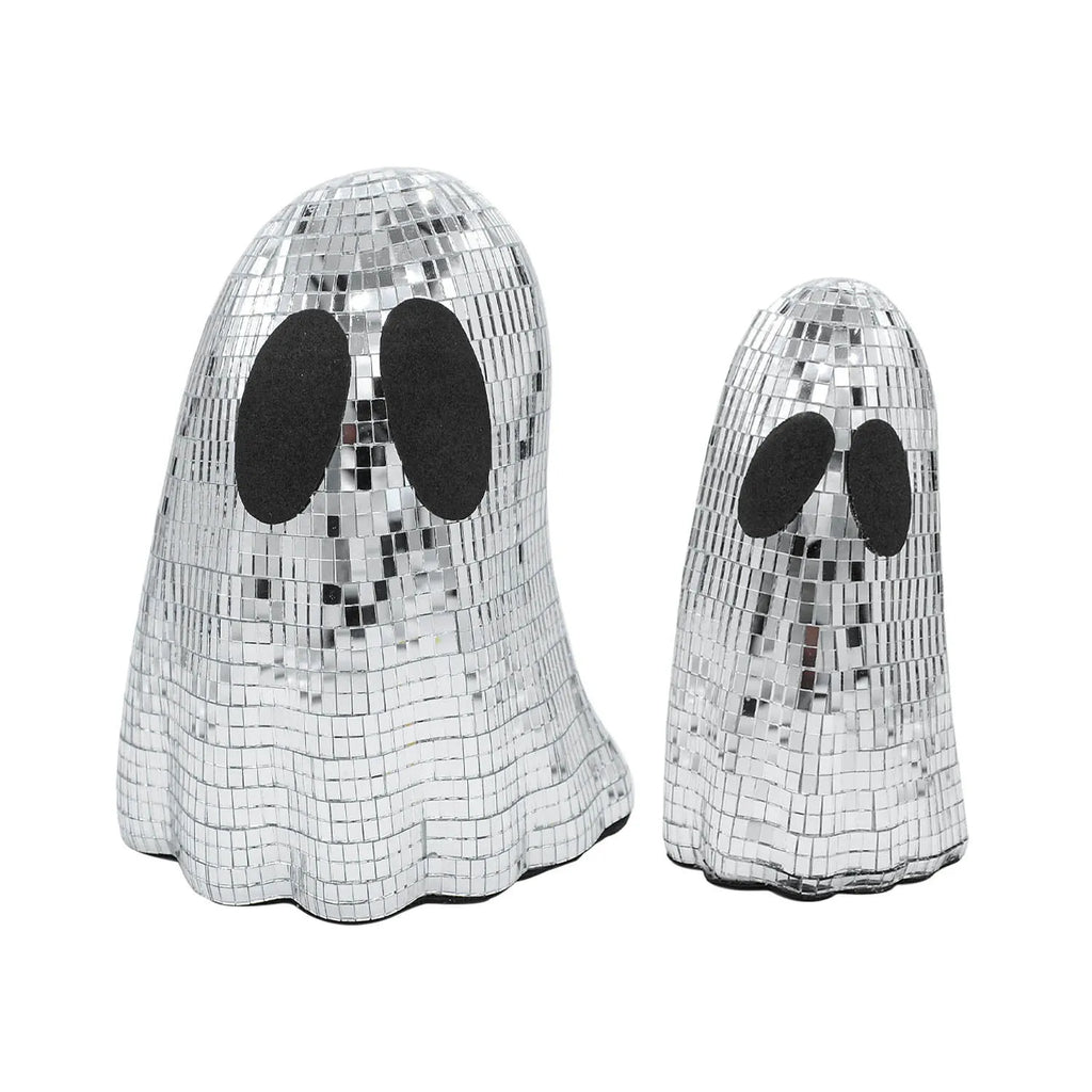 Silver Halloween mosaic mirror patch ghost decoration in small and large sizes made of embroidered glass for desktop display