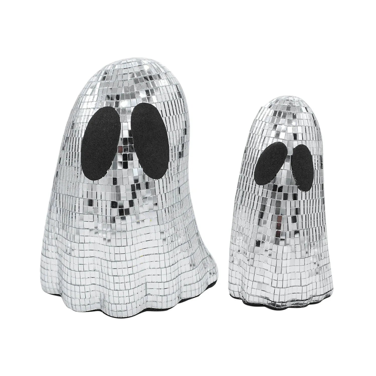 Silver Halloween mosaic mirror patch ghost decoration in small and large sizes made of embroidered glass for desktop display
