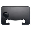 Car steering wheel laptop stand with foldable cup holder in matte black finish