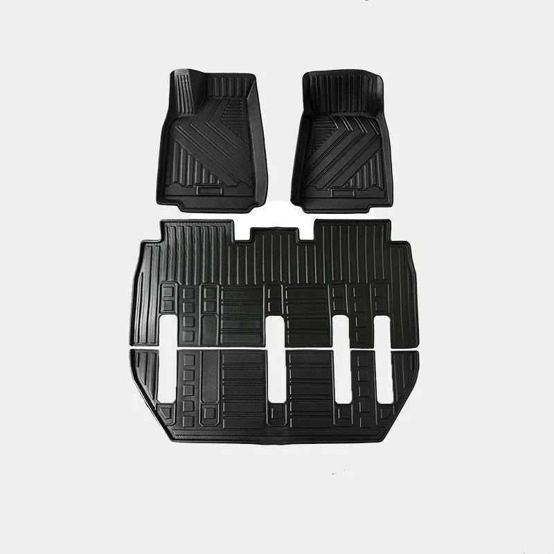 TPE waterproof car foot pads and tailbox liner for a left-drive Tesla Model X.
