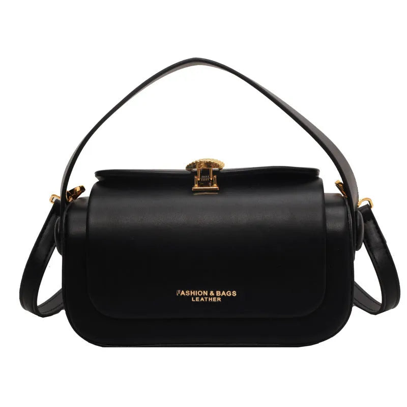 Women's PU shoulder messenger bag with letter stitching in beige, black, khaki, or pink casual style