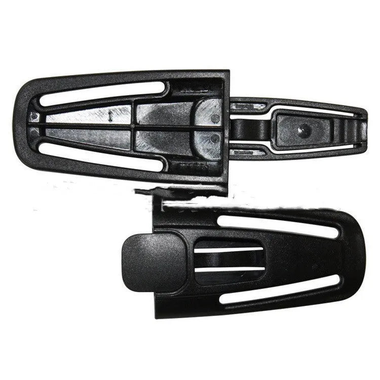 Black nylon PA66 buckle for child safety seat 5-point harness measuring 14.5 by 4 centimetres