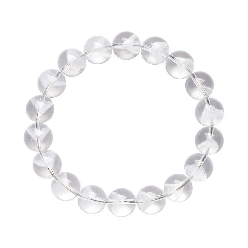 Women's white crystal ghost pyramid bead bracelet with Ruyi symbol design.