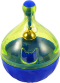 Interactive pet treat dispenser tumbler toy for dogs and cats showing dimensions