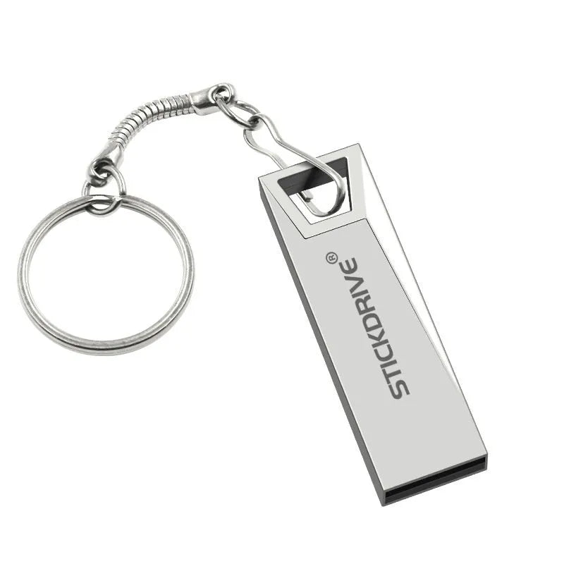 Metal USB flash drive on a lanyard, shown in black and silver colour options.