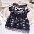 Golden gothic princess style skirt for a small dog or cat on a mannequin.