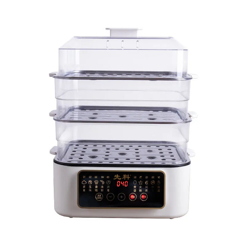 28 litre stainless steel electric steamer with automatic measuring function and polypropylene liner