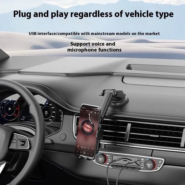 USB car Bluetooth audio receiver with zinc alloy USB plug, copper 3.5mm jack, and black PU-coated cable.
