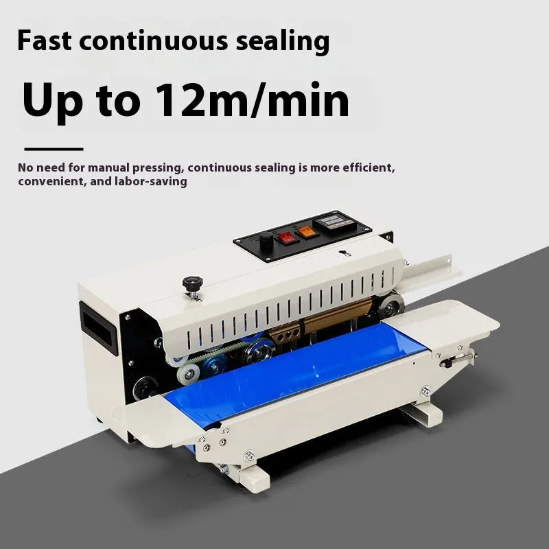 Mini small sealing machine with steel seal jaw and date printing feature for food storage