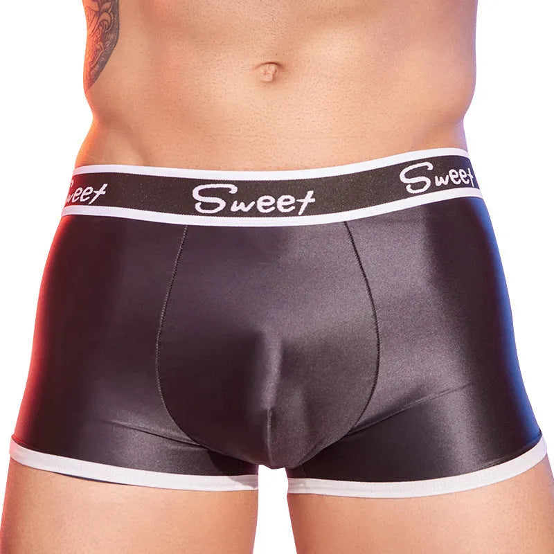 Men's silky nylon boxer shorts in black, white, and sapphire blue colours free size