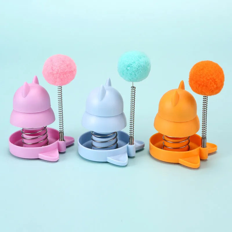 Lucky Cat design mint-flavoured ball cat toy on a stick for interactive play and teeth cleaning.