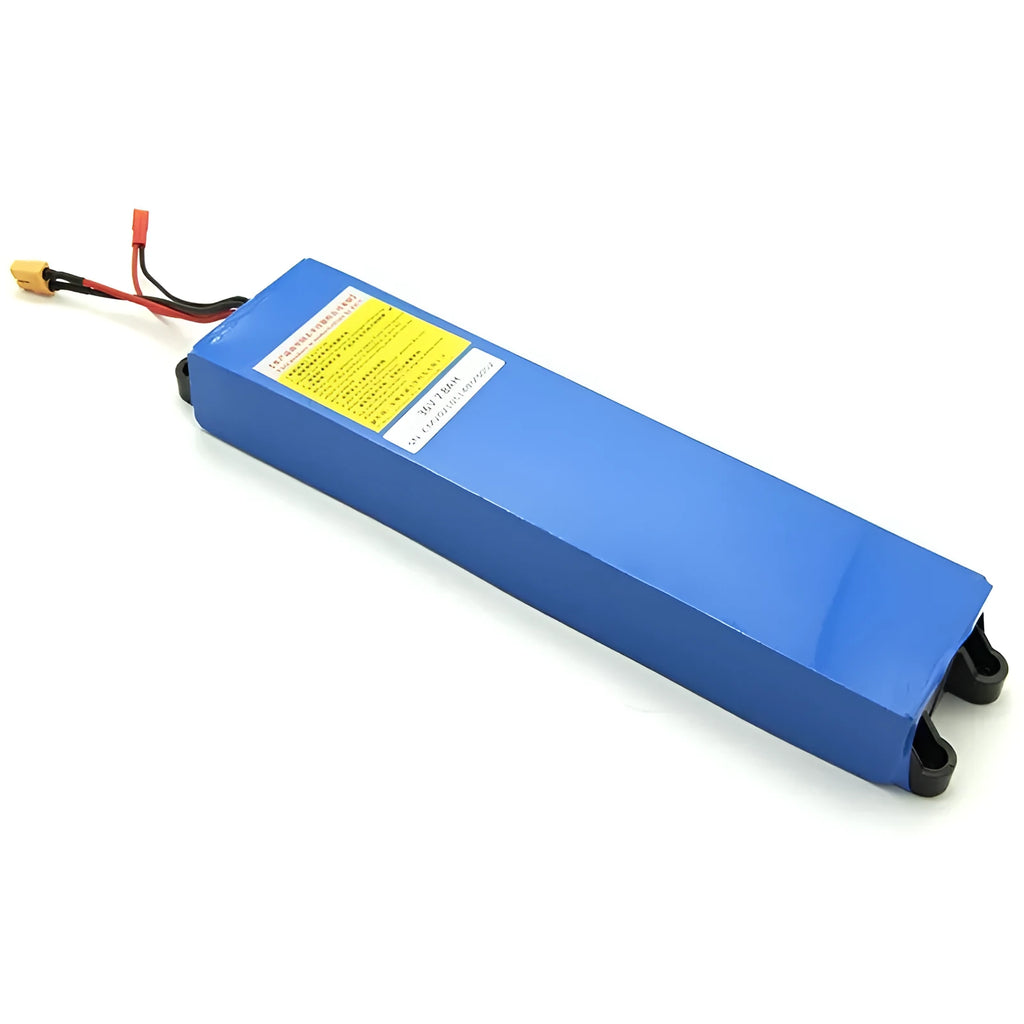 36V lithium-ion battery pack for electric scooter with capacity options labelled 6.6A, 7.8A, and 10.4A