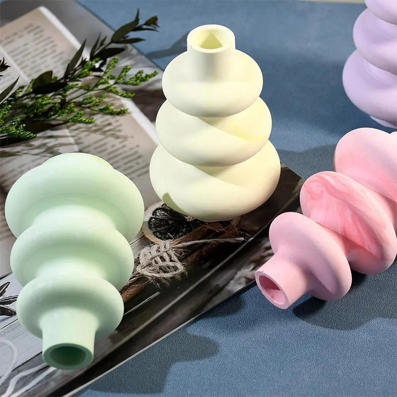 Three layer circle vase silicone mold in irregular shape for cake decoration and crafts