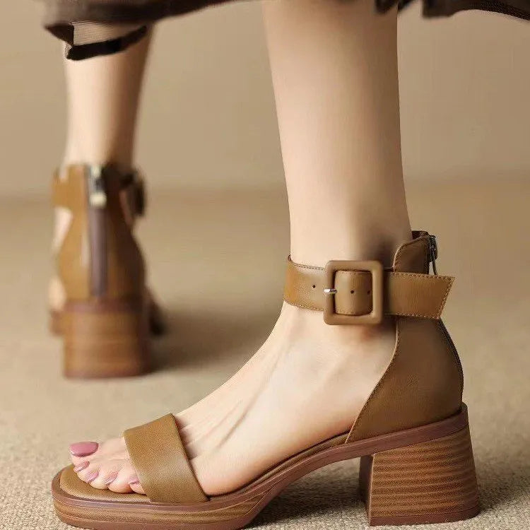 Women's white platform high heels with ankle strap and round toe design