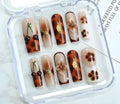 Handmade wearable nail patches in French style with jelly glue and file kit