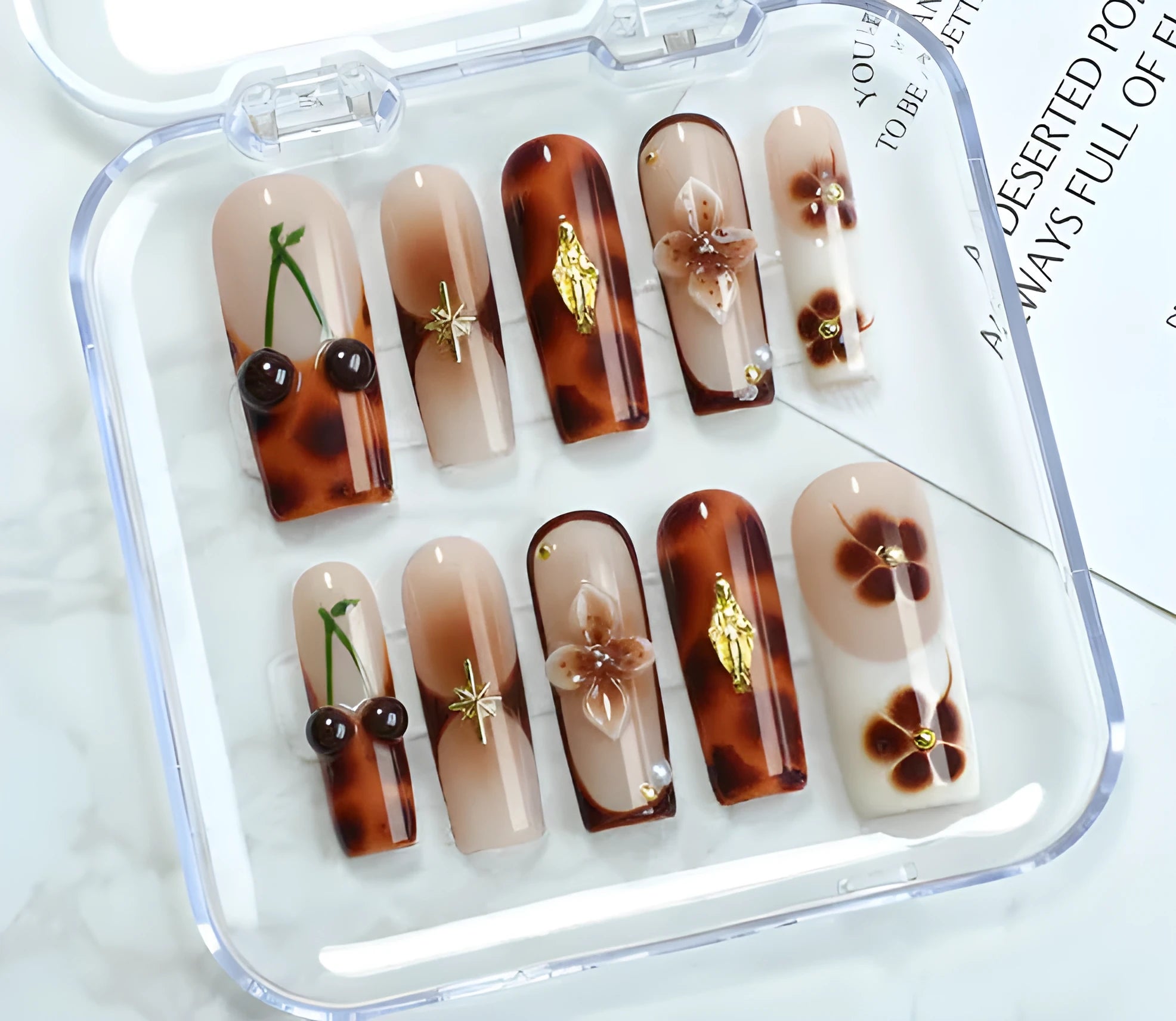 Handmade wearable nail patches in French style with jelly glue and file kit