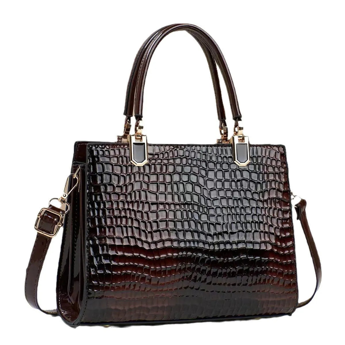 Women's horizontal square shoulder bag in soft PU leather with internal zip compartments