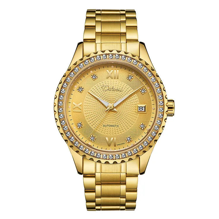 Fashionmonger men's waterproof automatic mechanical watch with luminous dial in gold and silver case options