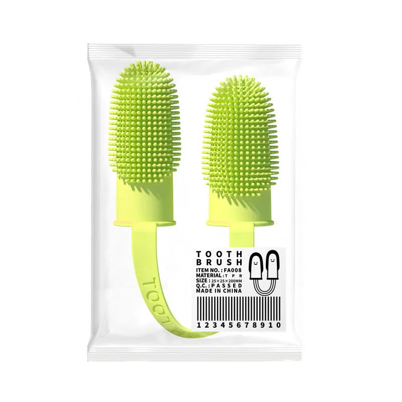 TPR double finger toothbrush for pet dental care in three colour choices
