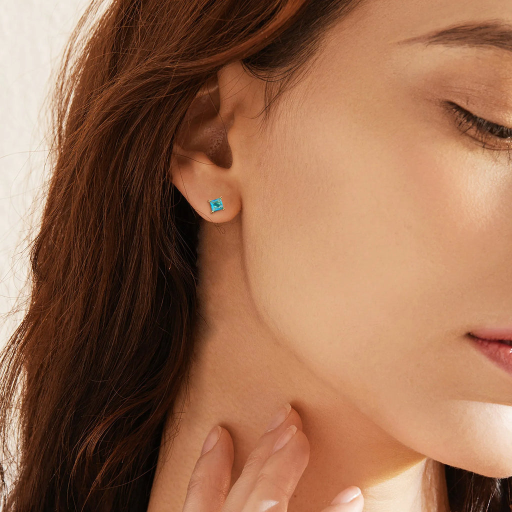 Brass gold-plated drop-shaped zircon pear earrings with electroplated finish in candy colours