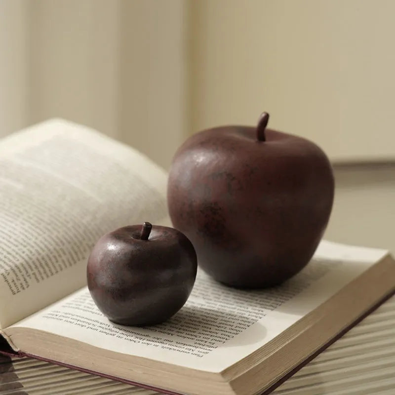 Retro style Chinese ceramic apple desktop ornament in large and small size options.