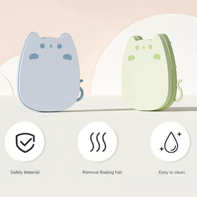 Blue silicone pet comb with dual-texture bristles for grooming cats and dogs on a white background.