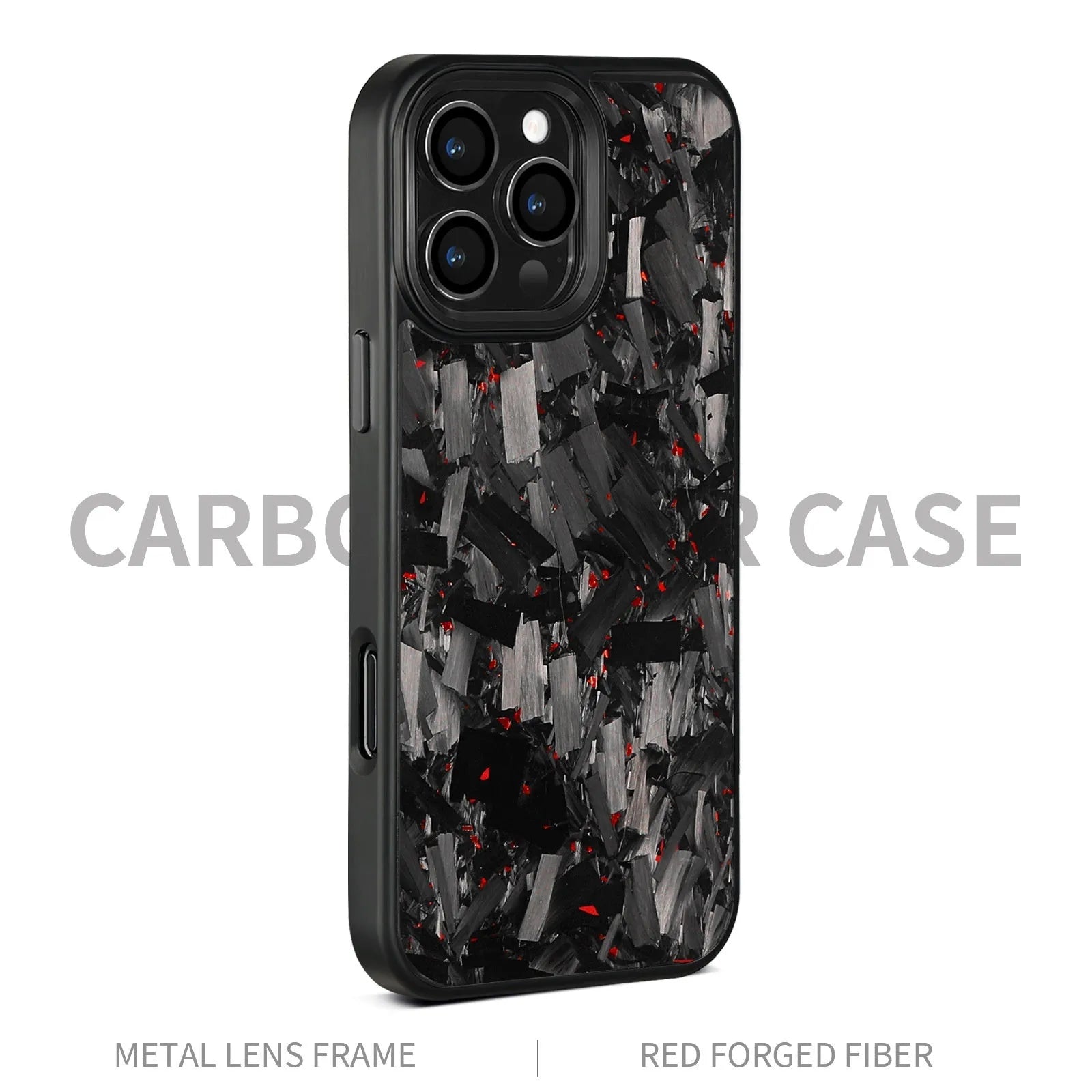 iPhone 17 protective shell with carbon fibre and forged metal frame in black frame blue gold with magnetic colour